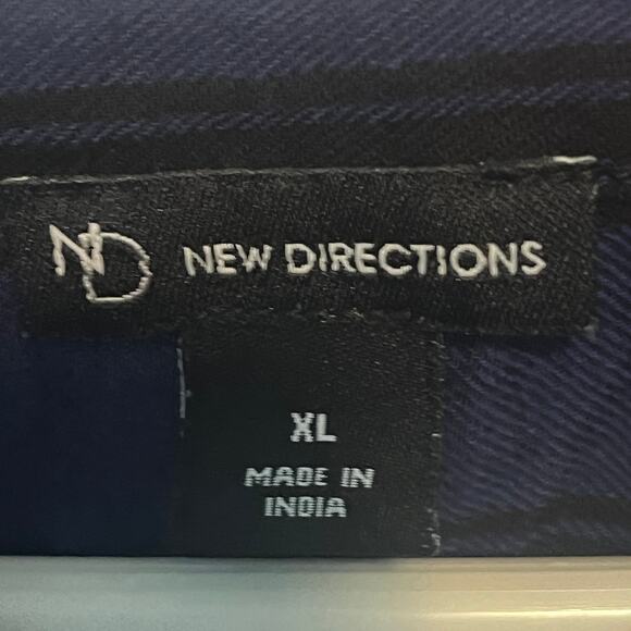 New Directions Blue Black Striped Aztec V-Neck Long Sleeve Shirt XL - Picture 5 of 6